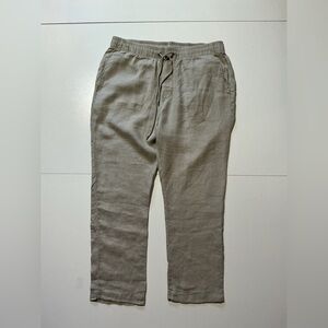 $225 Standard James Perse Khaki Tan 100% Linen Utility MKO1370 Drawstring Pants